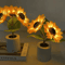 Rechargeable Sunflower LED Night Lamp 3Light Bedside Floral Table Decor 2