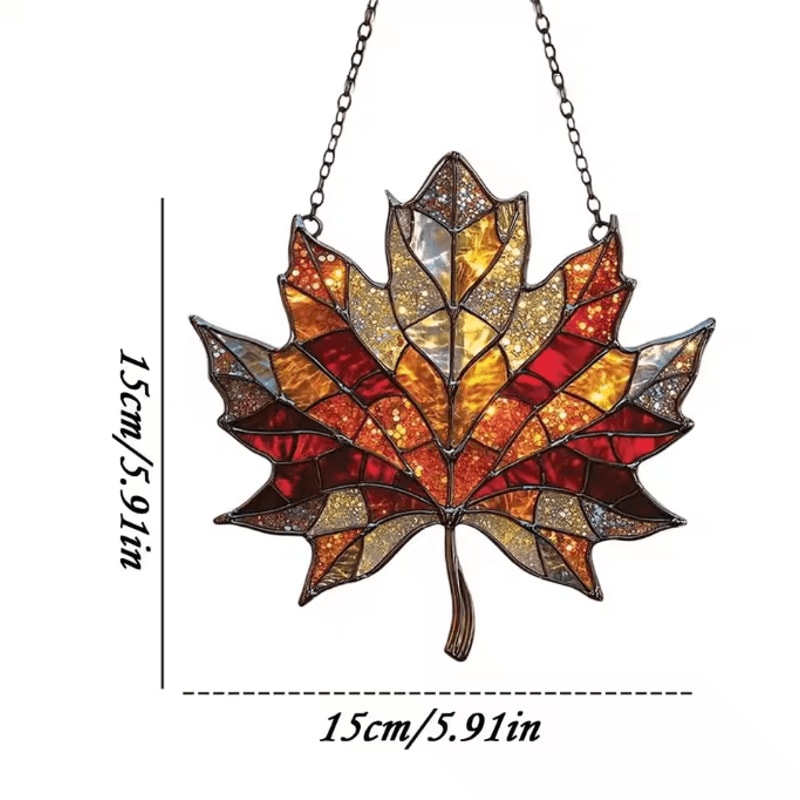 Acrylic Maple Leaf Suncatcher Thanksgiving Autumn Window Door Hanging Decor 5