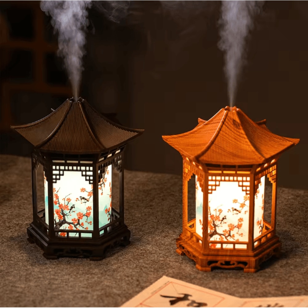 Chinese Pavilion Humidifier Night Light Ultrasonic Mist Decorative Air Diffuser 0