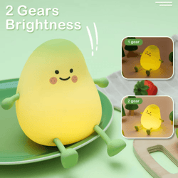led pear silicone night light – 7 color touch rechargeable bedside lamp
