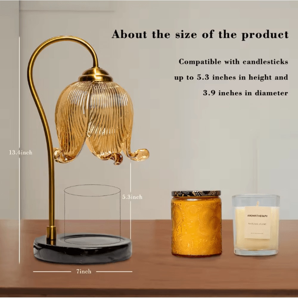 French Retro Tulip Candle Warmer Lamp Fireless Fragrance Bedside Table Light 5