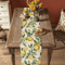 Watercolor Lemon Linen Table Runner Summer Farmhouse Kitchen Decor 1