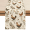 Vintage Rooster Hen Floral Linen Table Runner Farmhouse Kitchen Decor 0