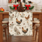 Vintage Rooster Hen Floral Linen Table Runner Farmhouse Kitchen Decor 1