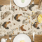 Vintage Rooster Hen Floral Linen Table Runner Farmhouse Kitchen Decor 2