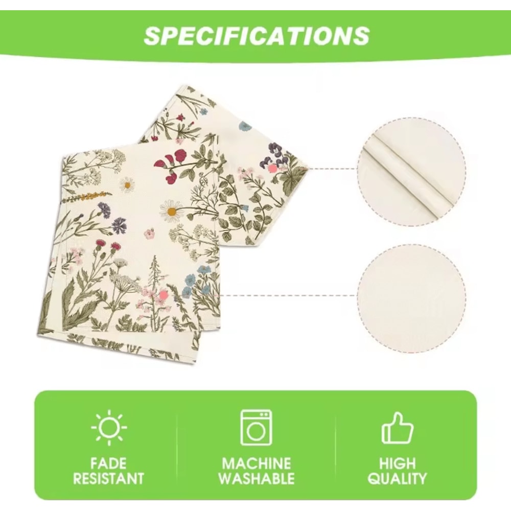 Spring Daisy Floral Linen Table Runner Farmhouse Kitchen Dining Decor 5
