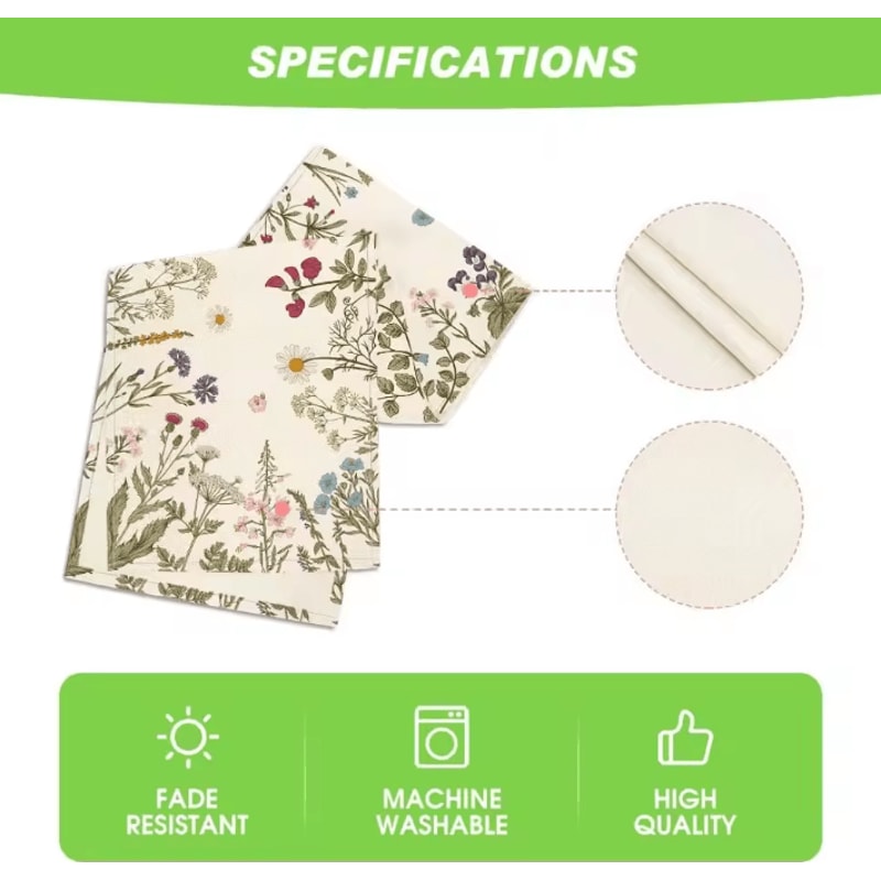 Spring Daisy Floral Linen Table Runner Farmhouse Kitchen Dining Decor 5