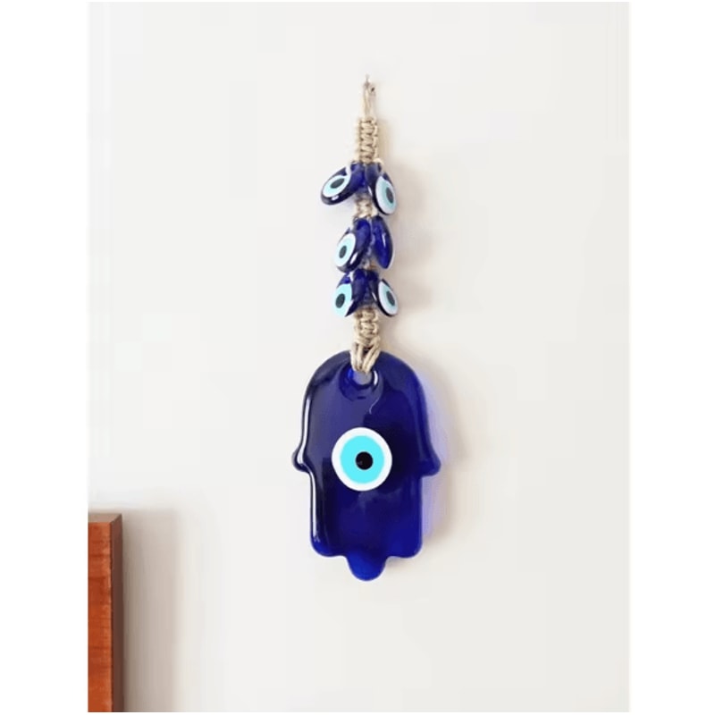 Hamsa Hand Evil Eye Wall Hanging Turkish Blue Protection Home Decor 1