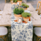 Chinoiserie Blue Floral Linen Table Runner Elegant Farmhouse Dining Decor 1