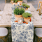Chinoiserie Blue Floral Linen Table Runner Elegant Farmhouse Dining Decor 1