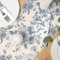Chinoiserie Blue Floral Linen Table Runner Elegant Farmhouse Dining Decor 3