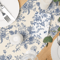 Chinoiserie Blue Floral Linen Table Runner Elegant Farmhouse Dining Decor 3