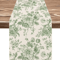 Chinoiserie Blue Floral Linen Table Runner Elegant Farmhouse Dining Decor 4