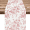 Chinoiserie Blue Floral Linen Table Runner Elegant Farmhouse Dining Decor 6
