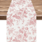 Chinoiserie Blue Floral Linen Table Runner Elegant Farmhouse Dining Decor 6