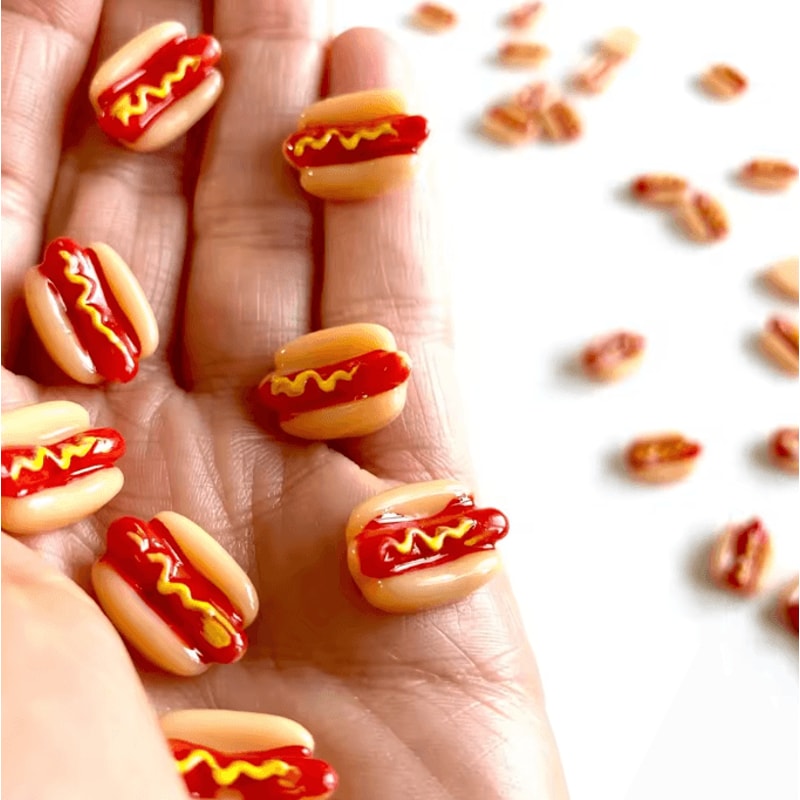 Mini Resin Hotdog Set Kawaii Dollhouse DIY Food Miniatures 2