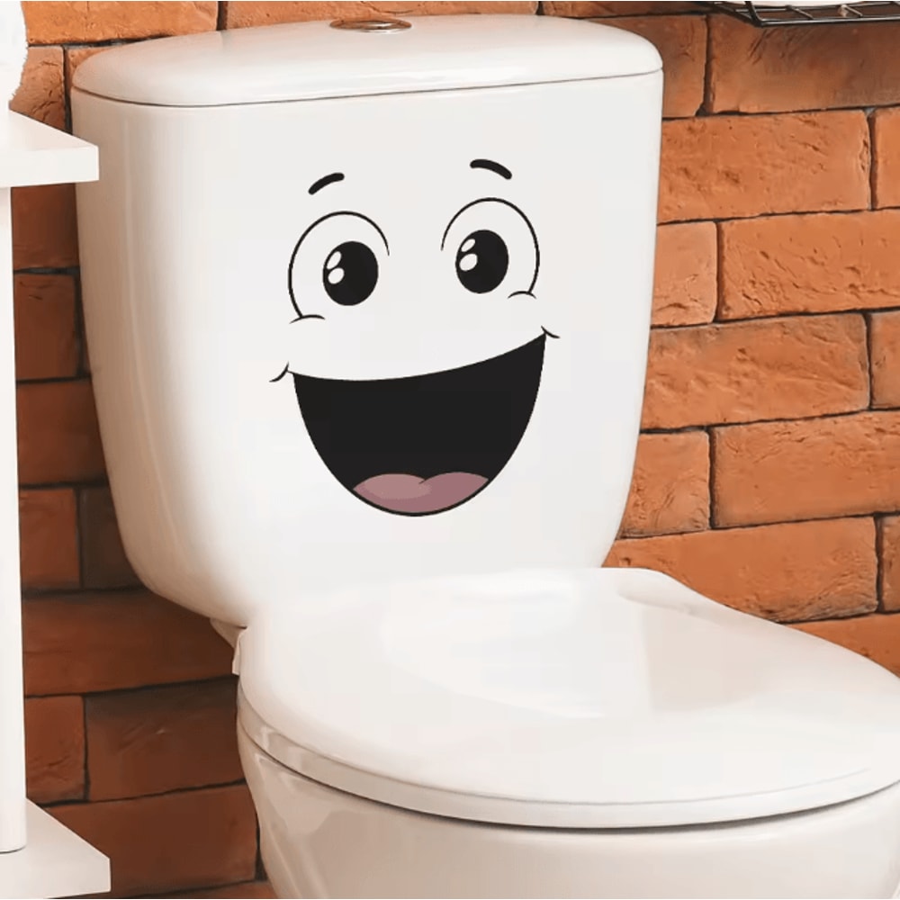 Funny Smiley Face Wall Sticker Cartoon SelfAdhesive Bathroom Decor 0