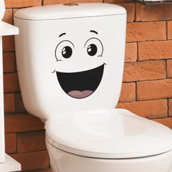 funny smiley face wall sticker – cartoon self-adhesive bathroom decor