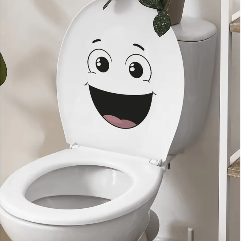 Funny Smiley Face Wall Sticker Cartoon SelfAdhesive Bathroom Decor 1