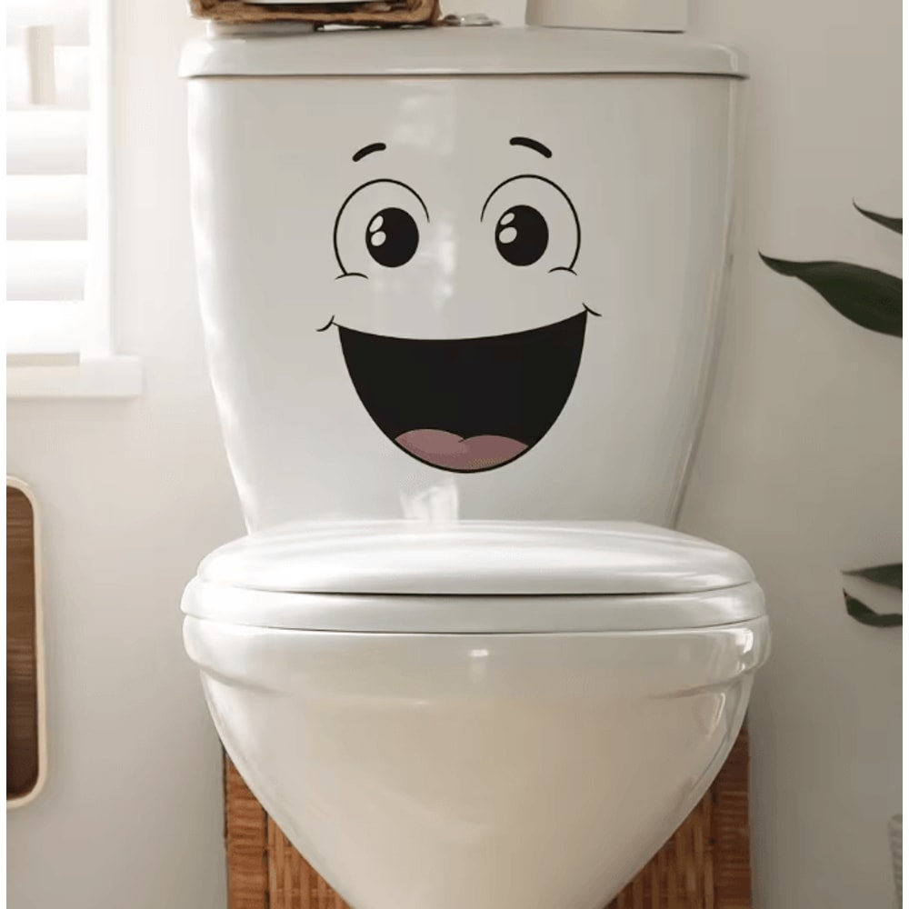 Funny Smiley Face Wall Sticker Cartoon SelfAdhesive Bathroom Decor 2