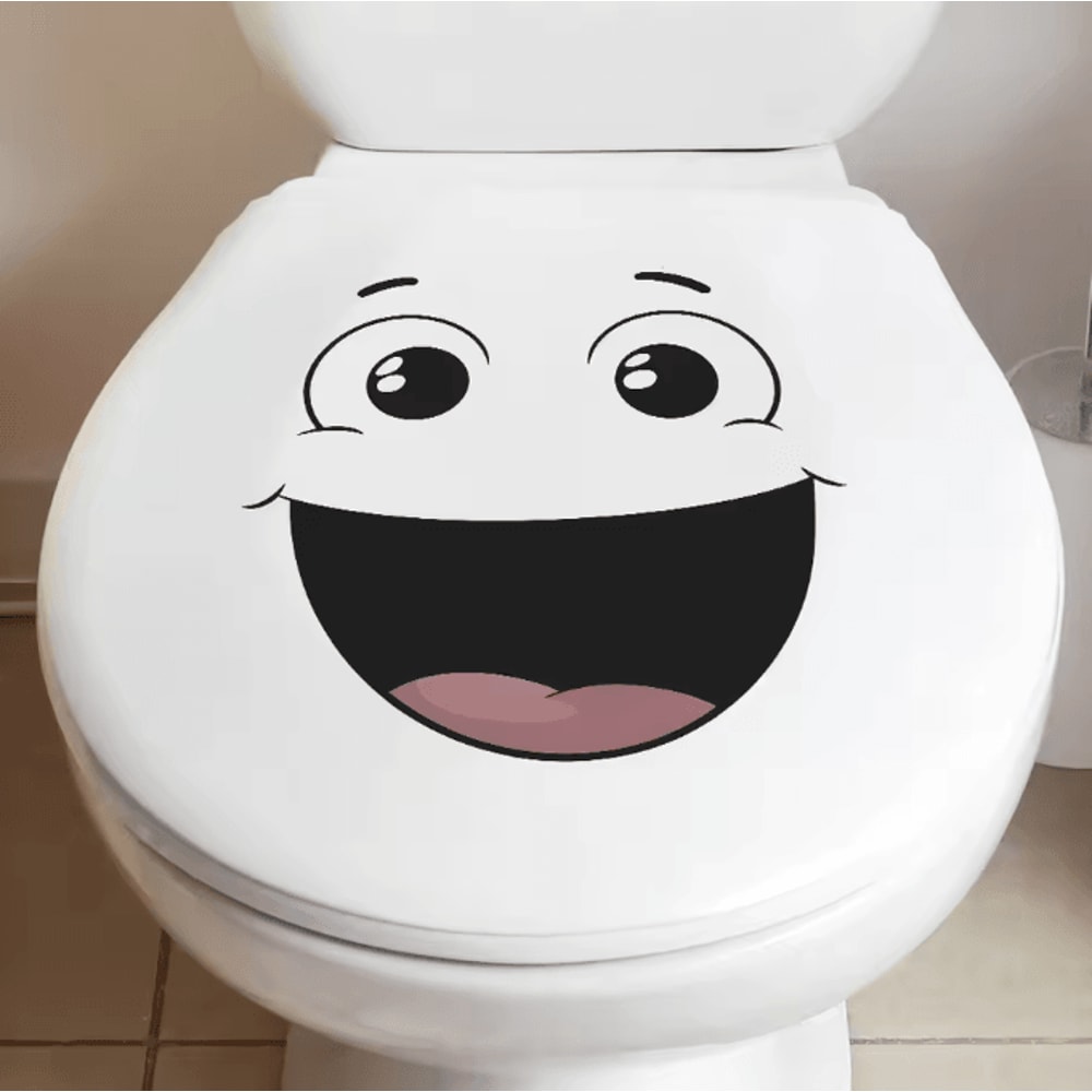 Funny Smiley Face Wall Sticker Cartoon SelfAdhesive Bathroom Decor 3