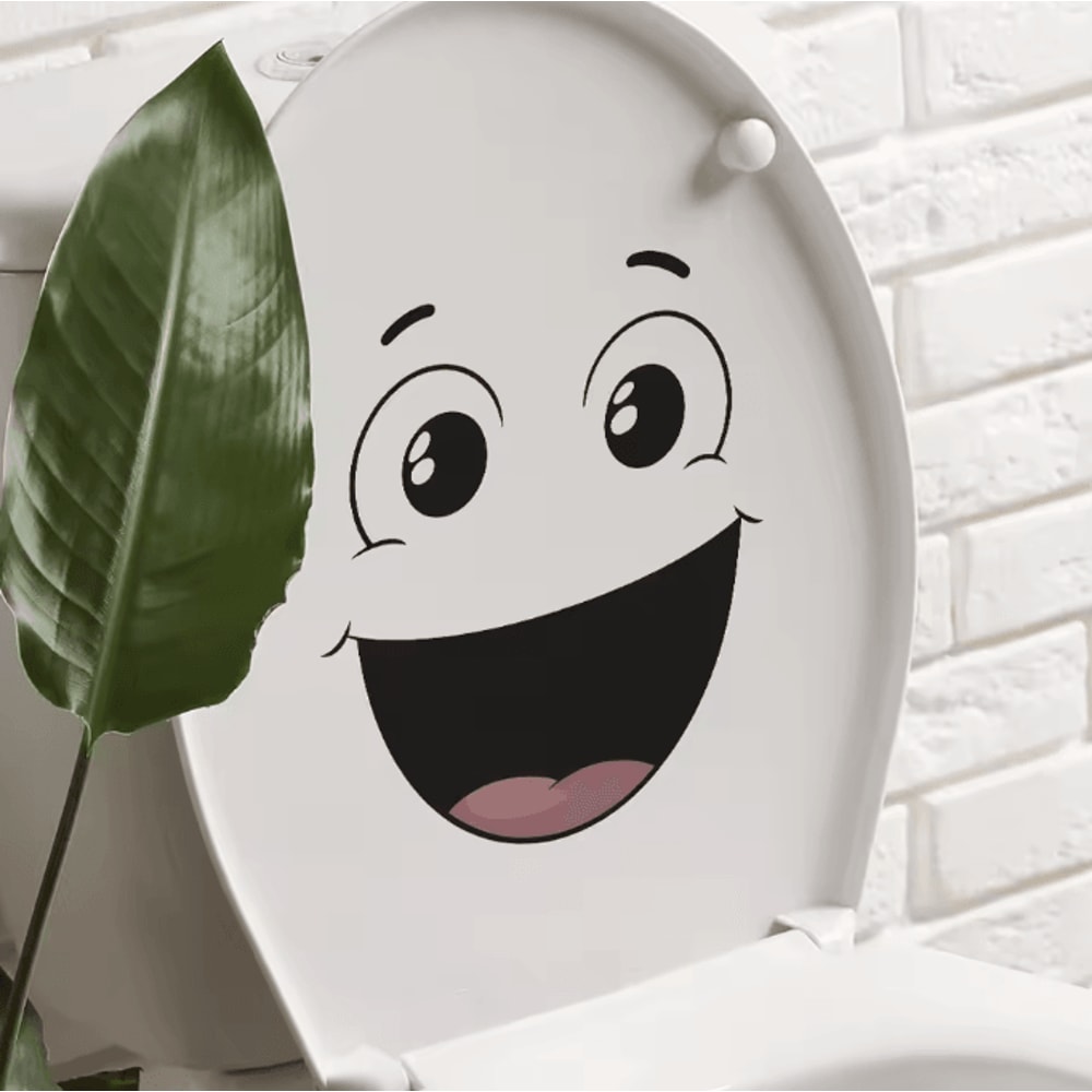 Funny Smiley Face Wall Sticker Cartoon SelfAdhesive Bathroom Decor 4