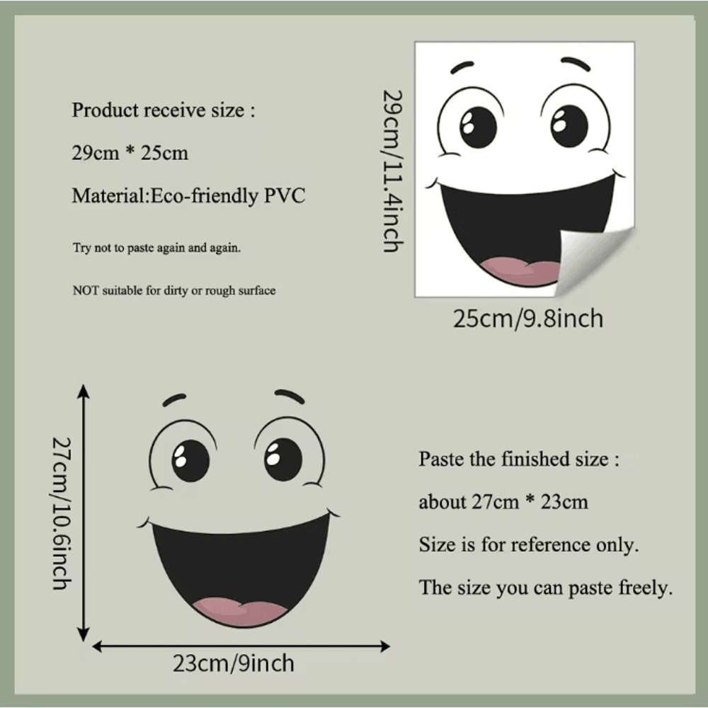 Funny Smiley Face Wall Sticker Cartoon SelfAdhesive Bathroom Decor 5