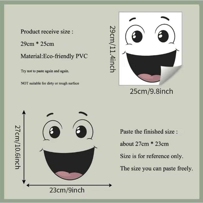 Funny Smiley Face Wall Sticker Cartoon SelfAdhesive Bathroom Decor 5
