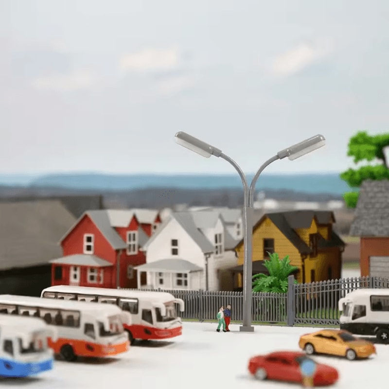 N Scale Street Lights Set Miniature LED Lamp Posts For Model Train Diorama Lighting 2