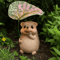 Cute Hedgehog Garden Statue With Leaf Umbrella Resin Animal Figurine Outdoor Decor 0