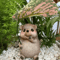 Cute Hedgehog Garden Statue With Leaf Umbrella Resin Animal Figurine Outdoor Decor 2