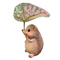 Cute Hedgehog Garden Statue With Leaf Umbrella Resin Animal Figurine Outdoor Decor 4