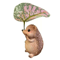 Cute Hedgehog Garden Statue With Leaf Umbrella Resin Animal Figurine Outdoor Decor 4