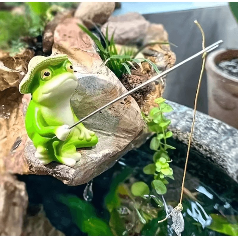 Cute Frog Fishing Figurine Whimsical Resin Frog Statue For Outdoor Garden Decor 2