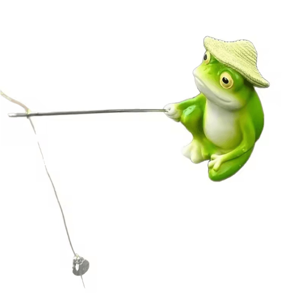 Cute Frog Fishing Figurine Whimsical Resin Frog Statue For Outdoor Garden Decor 4