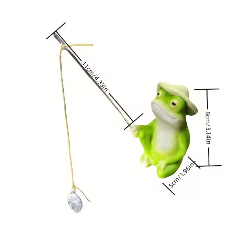 Cute Frog Fishing Figurine Whimsical Resin Frog Statue For Outdoor Garden Decor 5