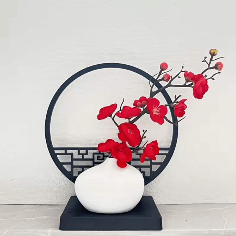 Elegant Artificial Plum Blossom Bonsai With Screen Base ChineseInspired Mini Bonsai Tree Decor 7