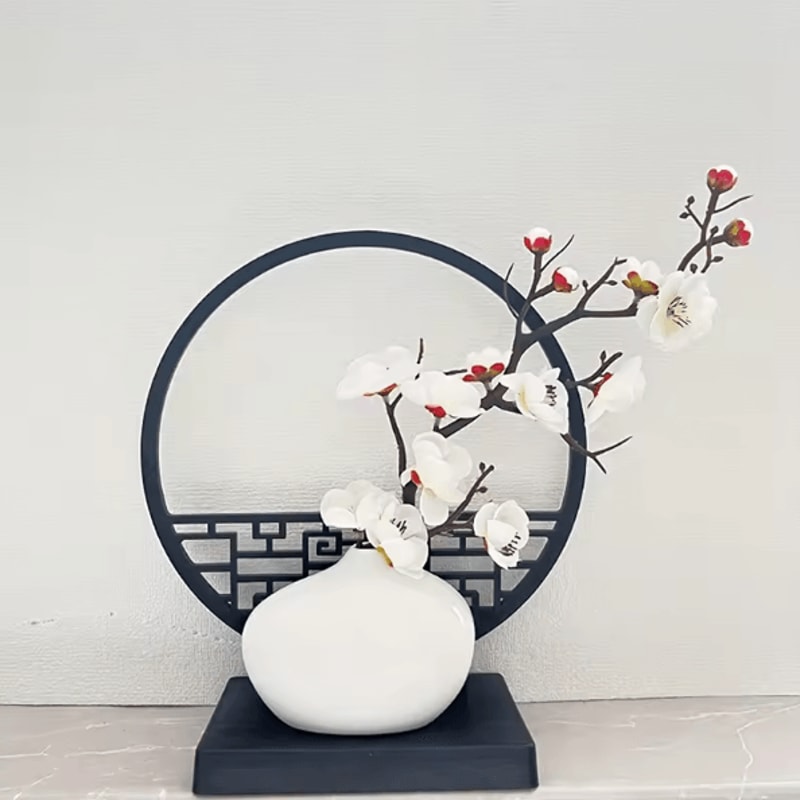 Elegant Artificial Plum Blossom Bonsai With Screen Base ChineseInspired Mini Bonsai Tree Decor 8
