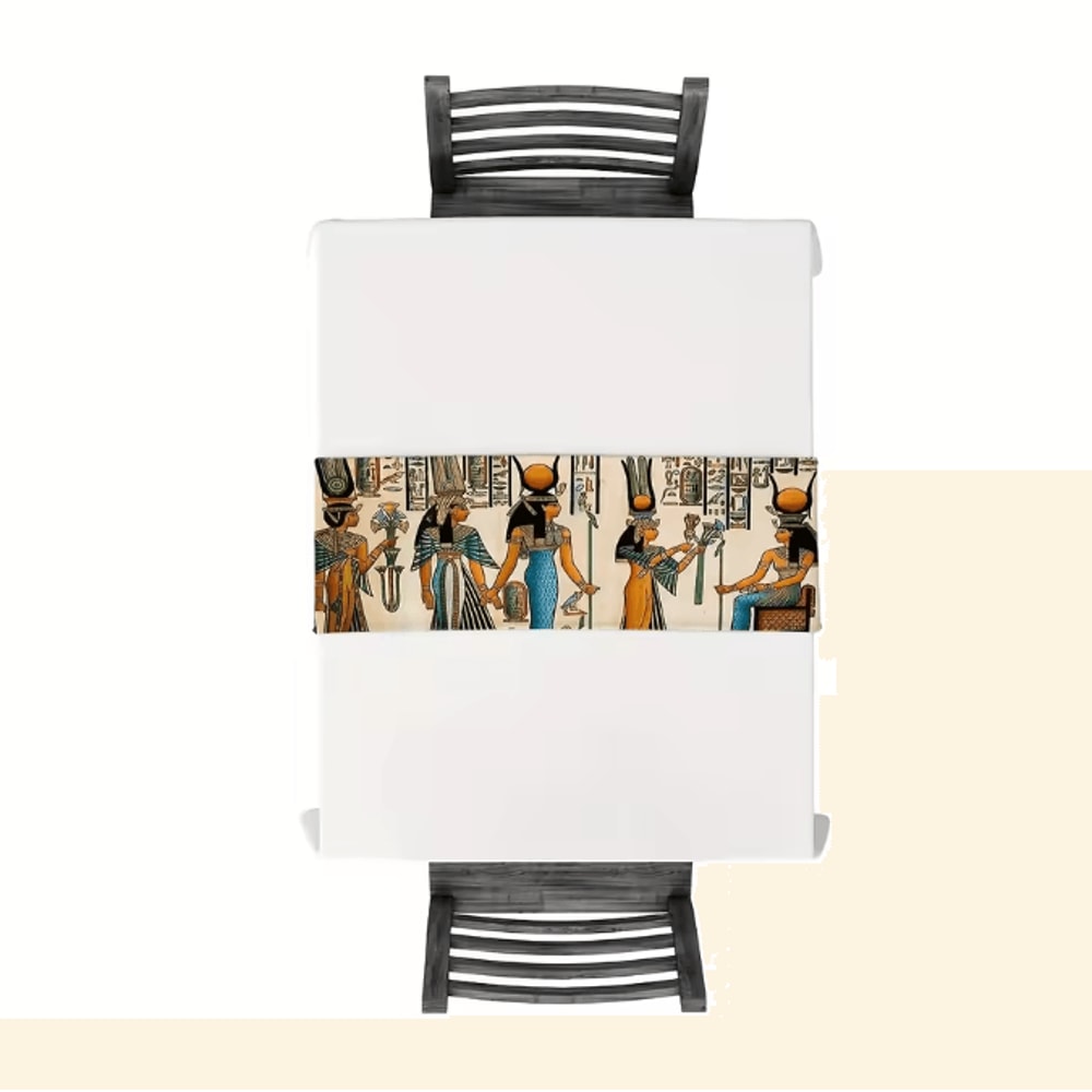 Ancient Egyptian Linen Table Runner Ethnic Mural Dining Decor For Kitchen Holiday Tables 4