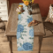 Blue Hydrangea Eucalyptus Linen Table Runner Farmhouse Floral Dining Wedding Table Decor 1