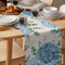 Blue Hydrangea Eucalyptus Linen Table Runner Farmhouse Floral Dining Wedding Table Decor 2