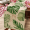 Tropical Palm Leaves Linen Table Runner Summer Greenery Dining Outdoor Party Decor 1
