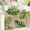 Tropical Palm Leaves Linen Table Runner Summer Greenery Dining Outdoor Party Decor 2