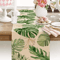 Tropical Palm Leaves Linen Table Runner Summer Greenery Dining Outdoor Party Decor 3