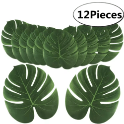 12pcs artificial tropical palm leaves – hawaiian luau party & home decor set