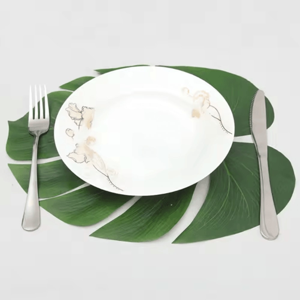 12PCS Artificial Tropical Palm Leaves Hawaiian Luau Party Home Decor Set 1