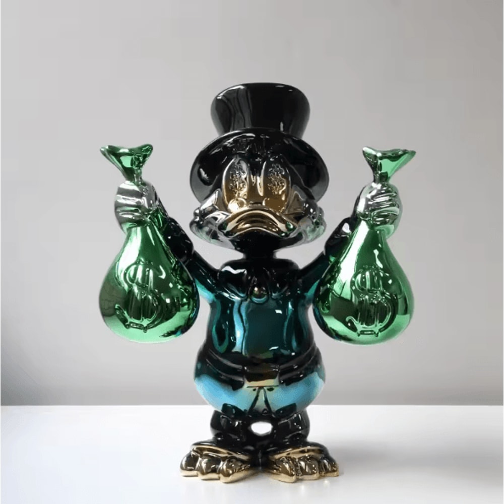 Donald Duck Money Bag Statue Cute Resin Cartoon Figurine For Home Office Decor 4