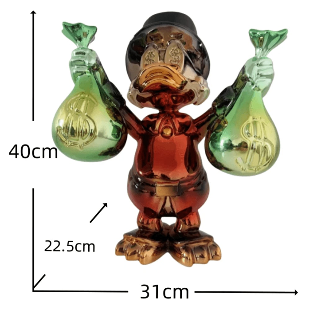 Donald Duck Money Bag Statue Cute Resin Cartoon Figurine For Home Office Decor 6