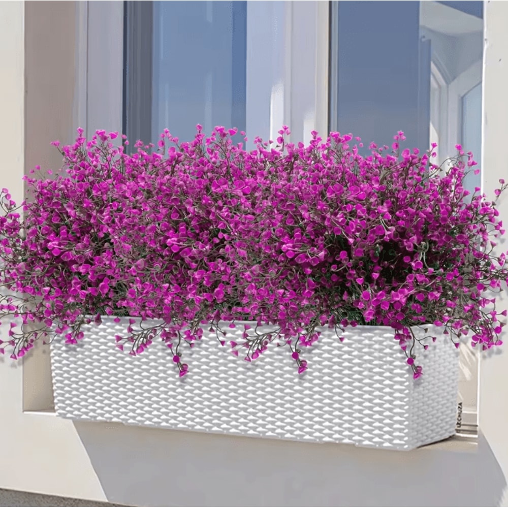 12 Bundles UV Resistant Artificial Outdoor Flowers Lifelike Plastic Shrubs For Garden Window Box 0