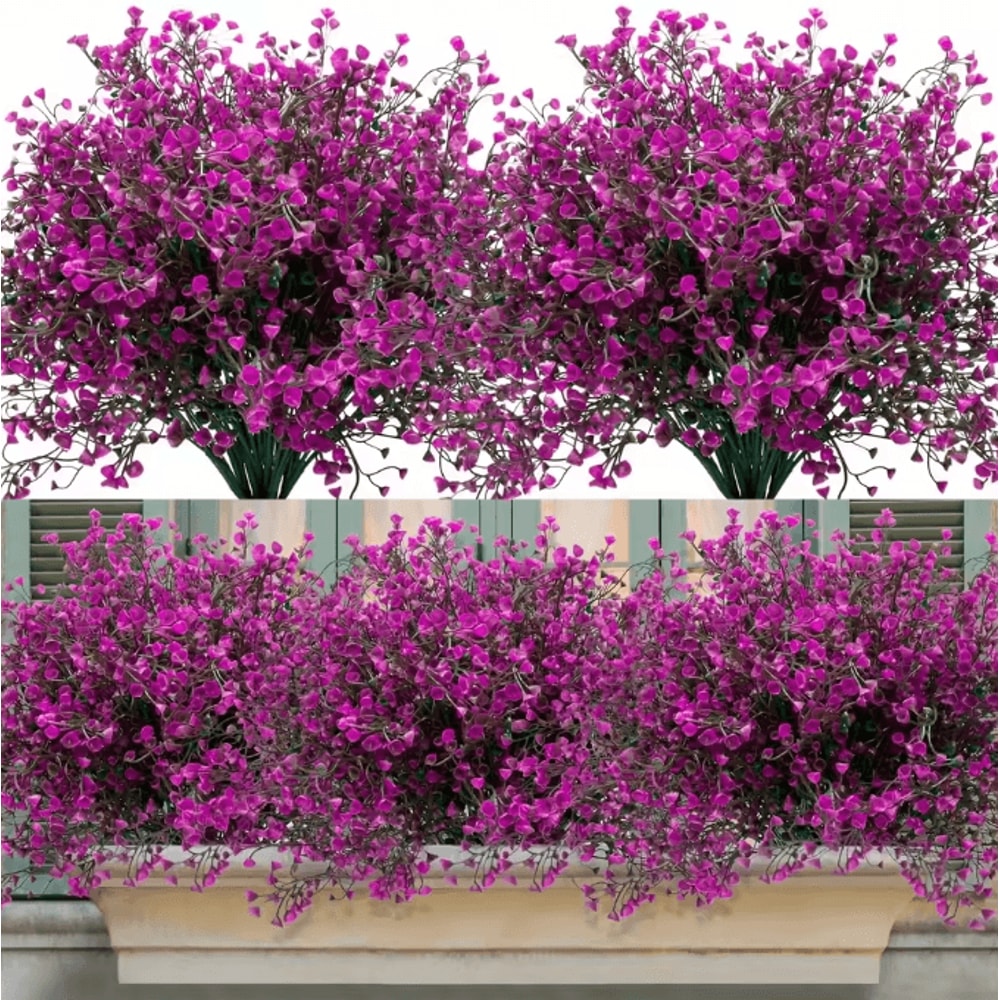 12 Bundles UV Resistant Artificial Outdoor Flowers Lifelike Plastic Shrubs For Garden Window Box 1